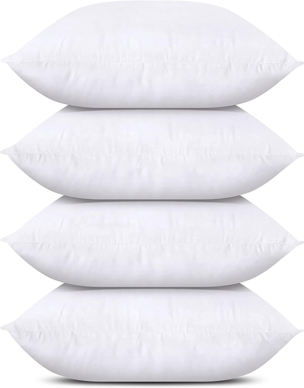 Bedding Throw Pillows (Set of 4, White), 18 x 18 Inches Pillows for Sofa, Bed and Couch Decorative Stuffer Pillow